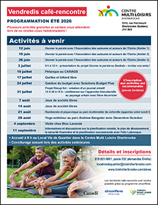 Vendredis café-rencontre - Programmation été 2026